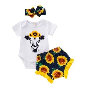 3Pcs/set Summer Sun Flower Baby Clothes